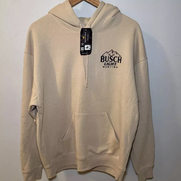 Busch Light Sweater Hoodie Large Deer Hunting NWT Camo Brown Beer Logo - Picture 3 of 5